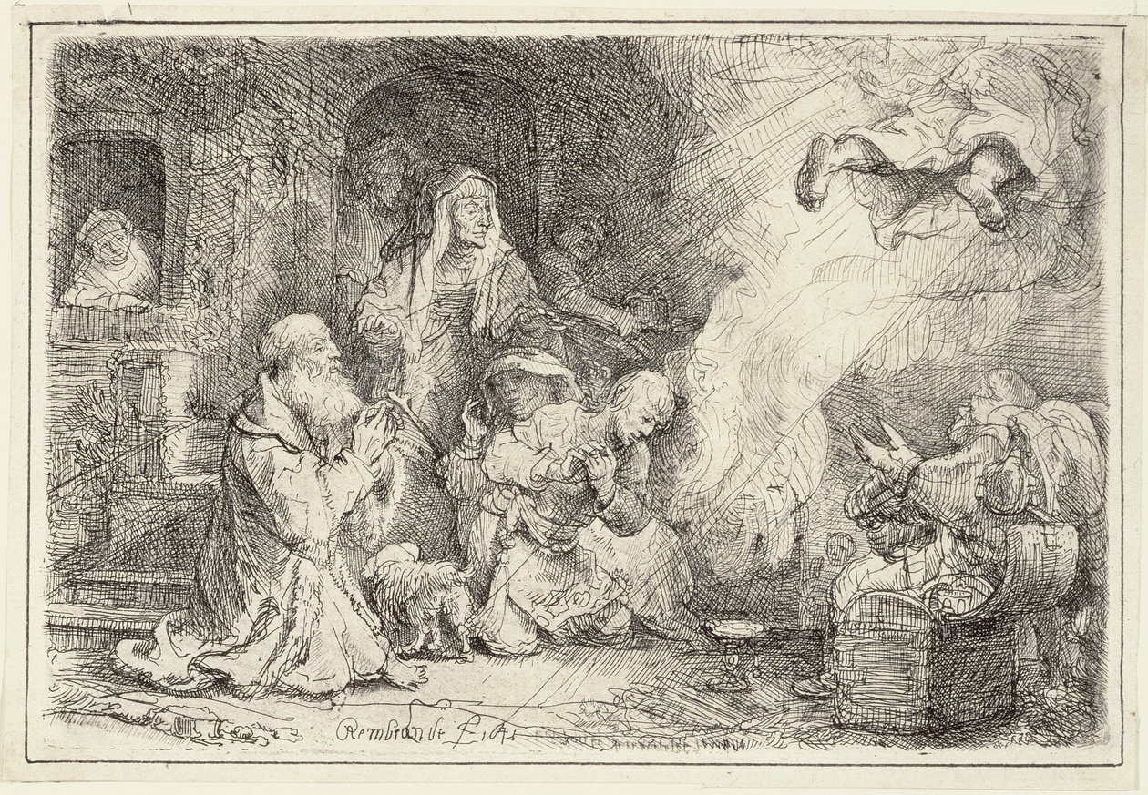 Angel Departing from the Family of Tobias by Rembrandt van Rijn