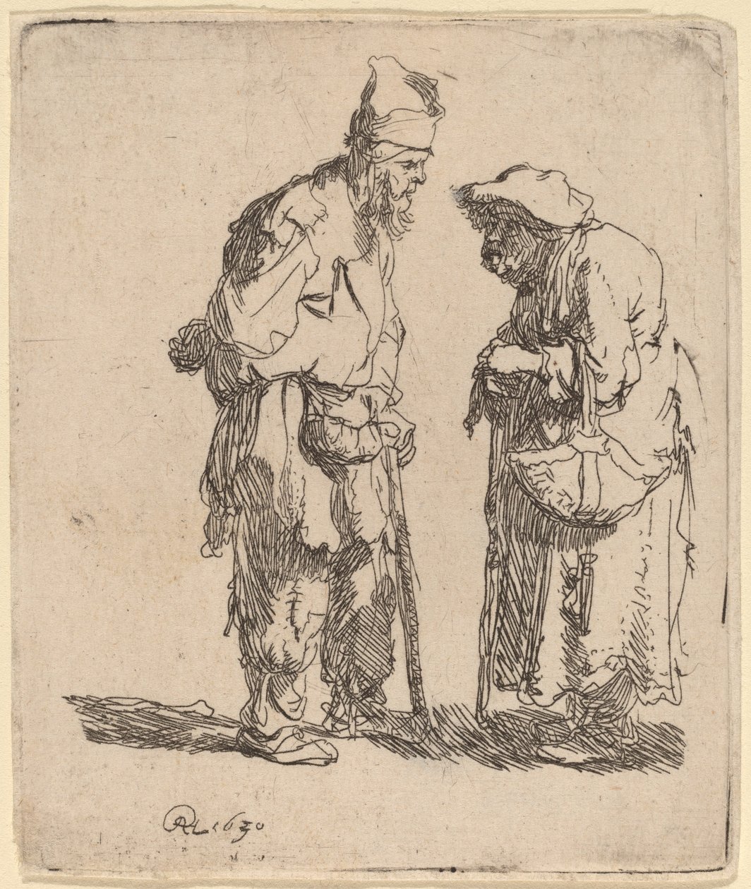 Beggar Man and Beggar Woman Conversing by Rembrandt van Rijn
