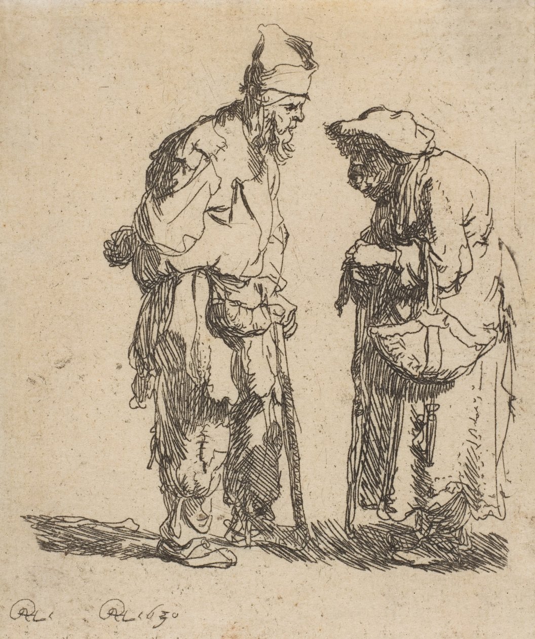Beggar Man and Beggar Woman Conversing by Rembrandt van Rijn