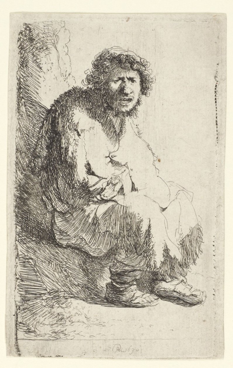 Beggar Seated on a Bank by Rembrandt van Rijn
