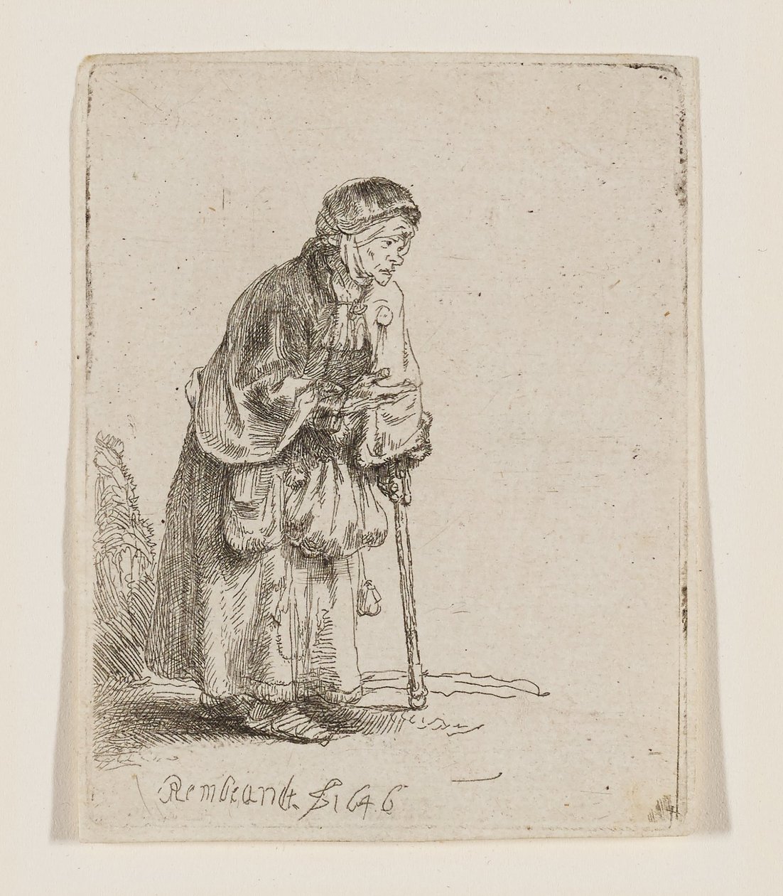 Beggar Woman Leaning on a Stick by Rembrandt van Rijn