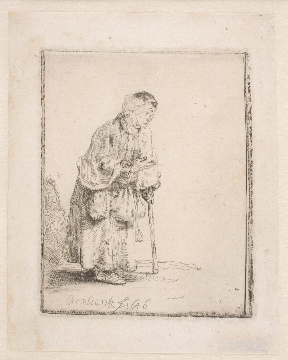 Beggar Woman Leaning on a Stick by Rembrandt van Rijn