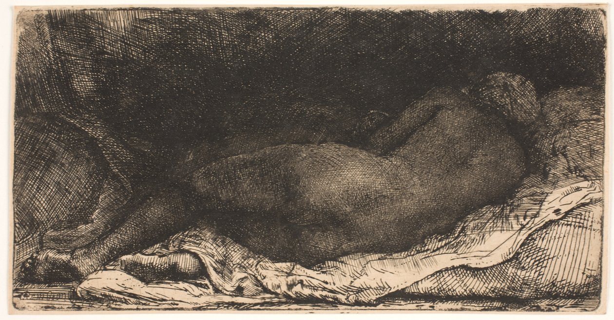 Black African Girl Lying Down by Rembrandt van Rijn