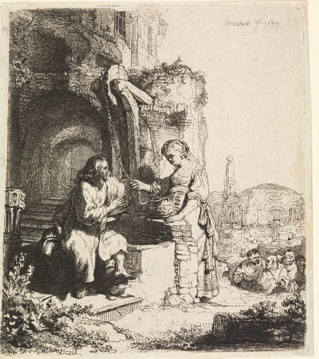 Christ and the Woman of Samaria Among Ruins by Rembrandt van Rijn