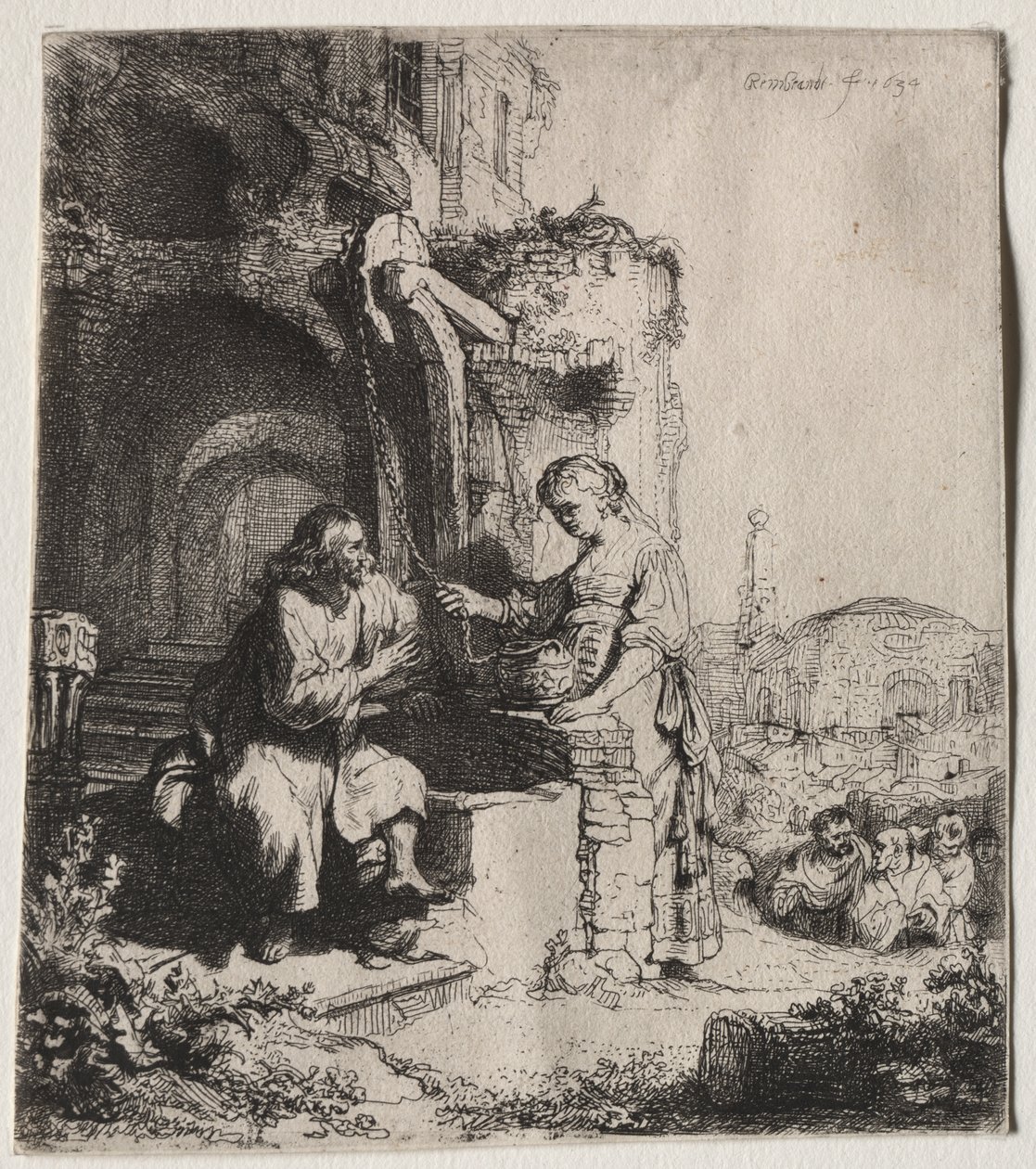 Christ and the Woman of Samaria Among Ruins by Rembrandt van Rijn