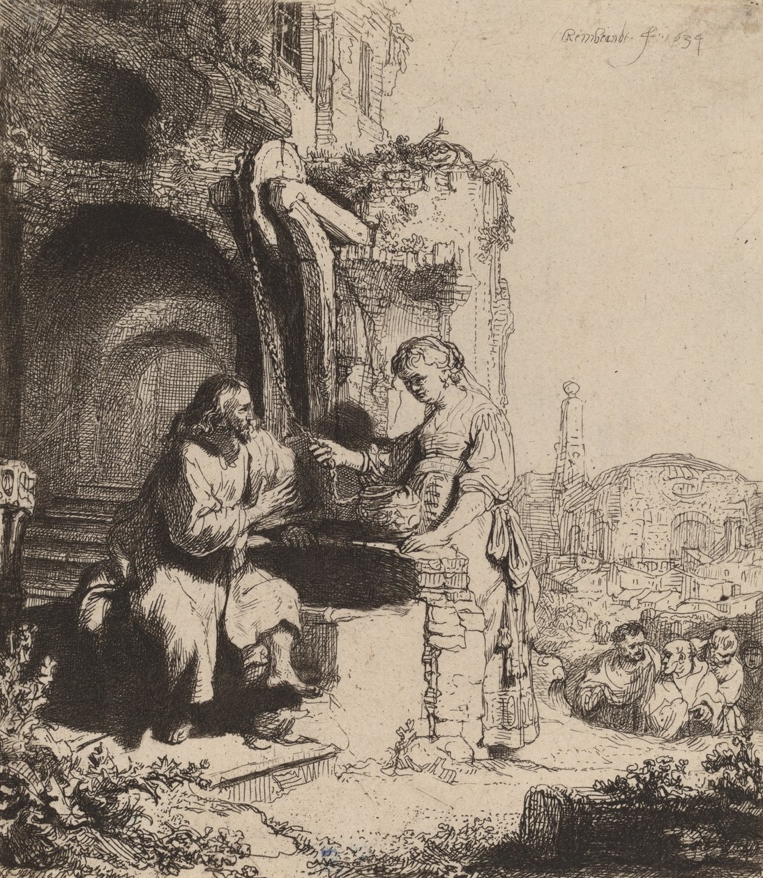 Christ and the Woman of Samaria Among Ruins, 1634 by Rembrandt van Rijn