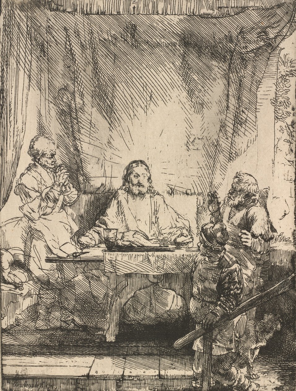 Christ at Emmaus: The Larger Plate by Rembrandt van Rijn