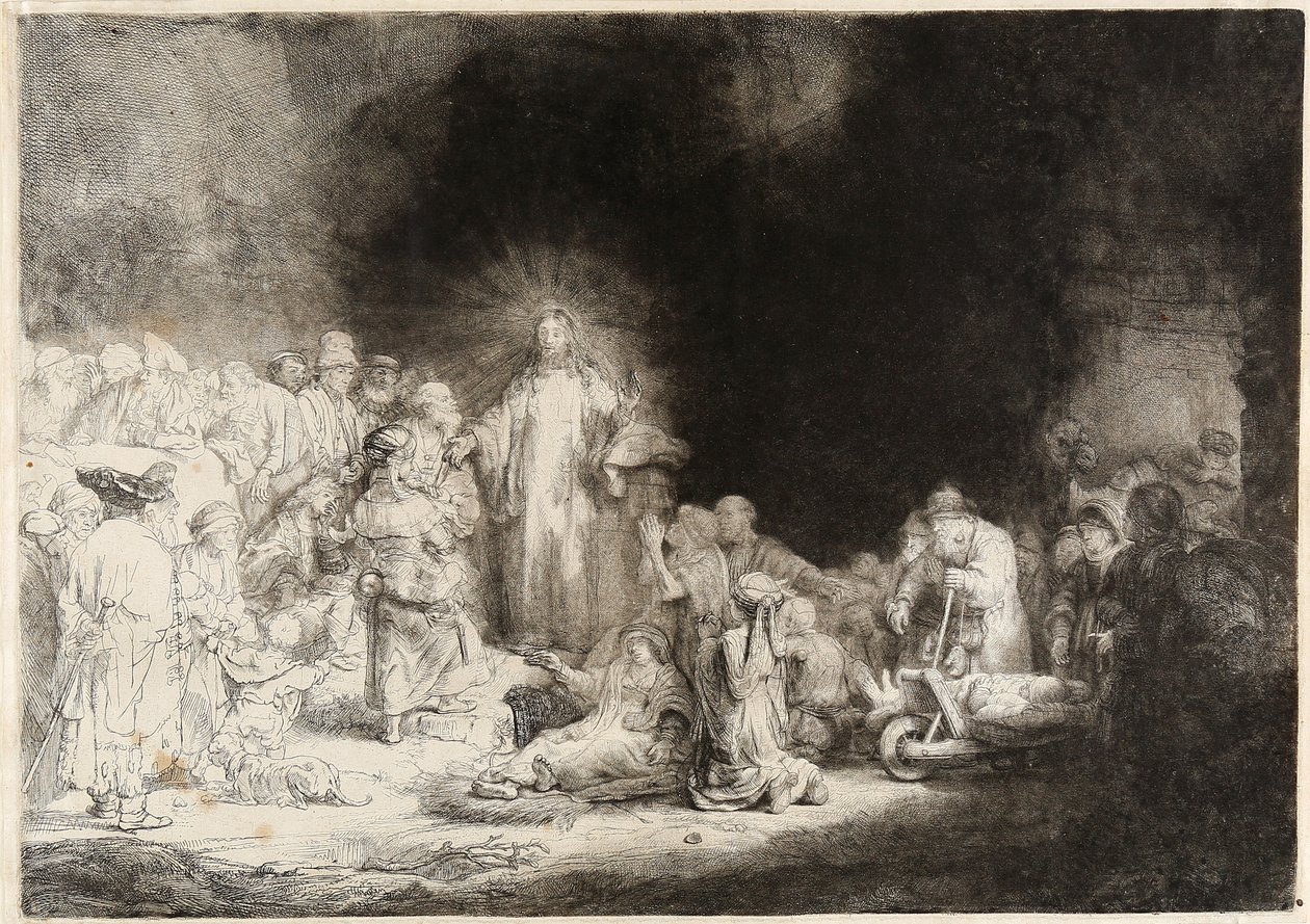 Christ healing the sick The Hundred Guilder Print by Rembrandt van Rijn