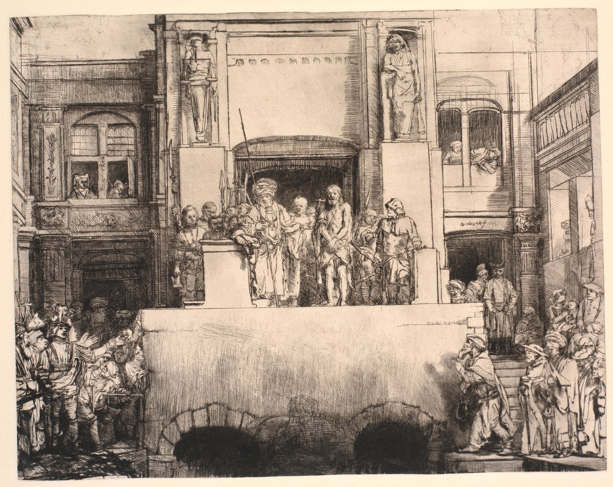Christ Presented to the People: Large Oblong Plate by Rembrandt van Rijn