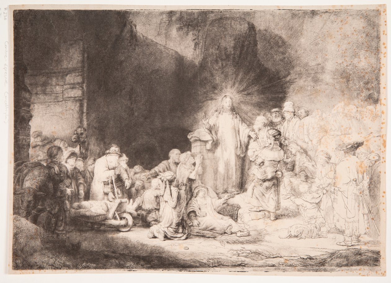 Christ with the Sick Around Him, Receiving Little Children (the "Hundred Guilder Print") by Rembrandt van Rijn