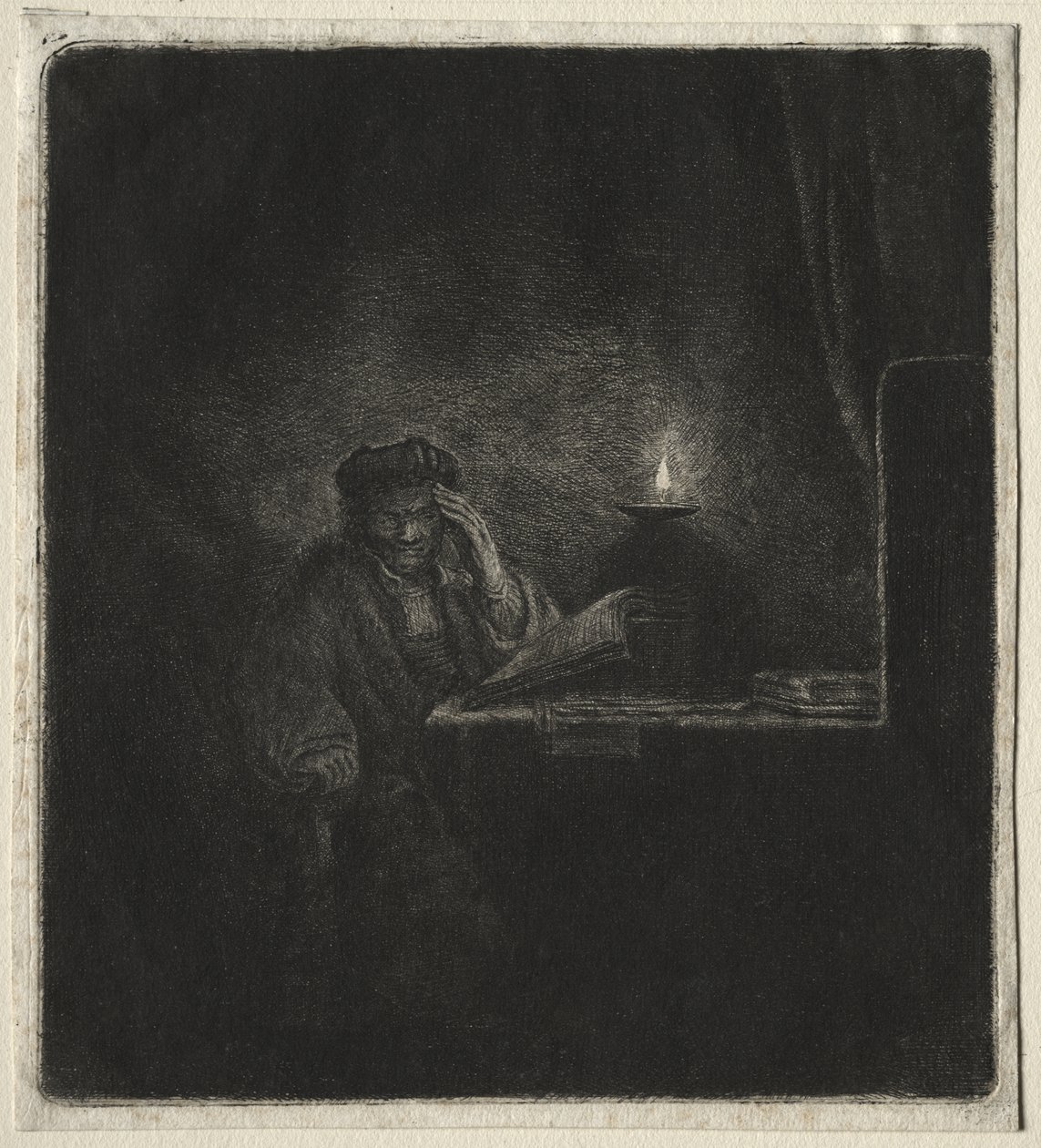 Copy of Student at a Table by Candlelight by Rembrandt van Rijn