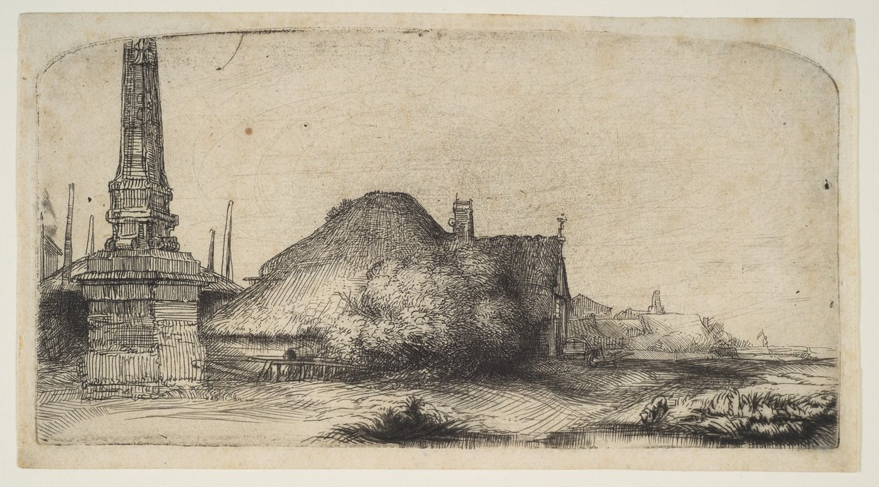 Cottage and Boundary Post on the Spaarndammerdijk by Rembrandt van Rijn