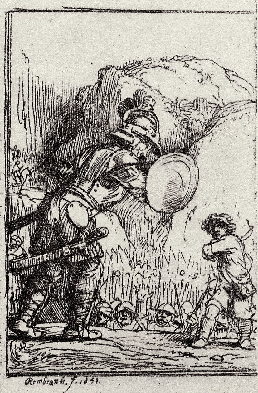David and Goliath (Illustration for Piedra Gloriosa by Menasseh ben Israel) by Rembrandt van Rijn
