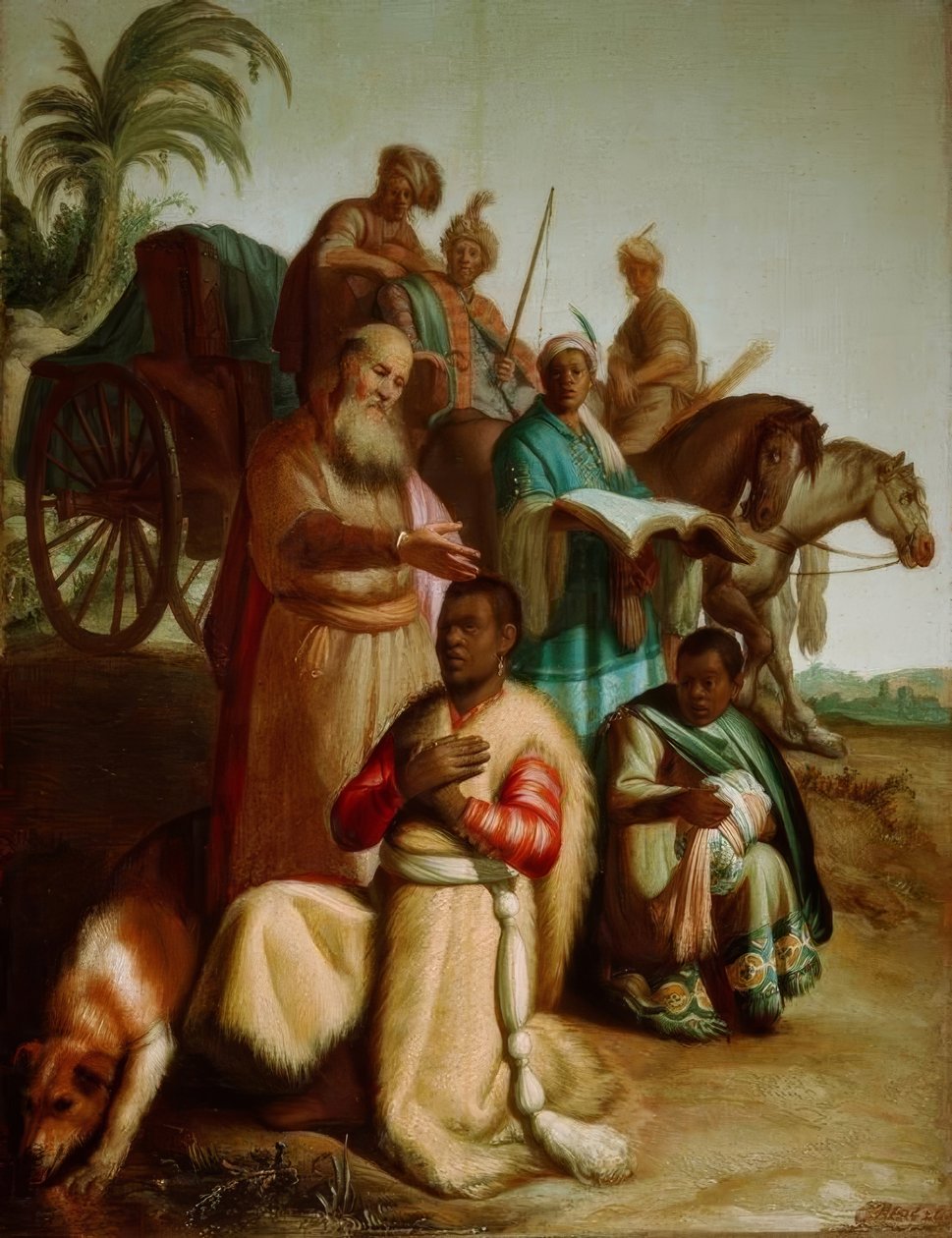 The Baptism of the Chamberlain by Rembrandt van Rijn