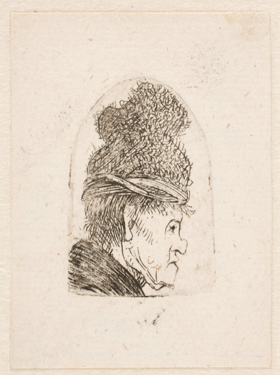 Grotesque Profile: Man in High Cap by Rembrandt van Rijn