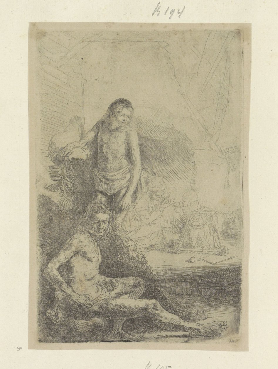 Young Man, Sitting and Standing by Rembrandt van Rijn