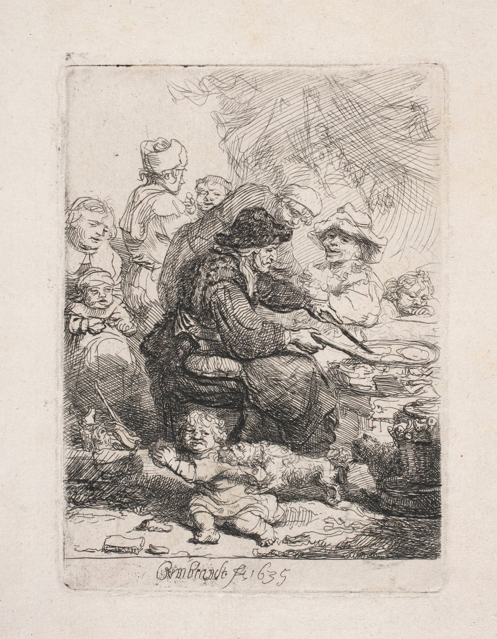 Woman Frying Pancakes by Rembrandt van Rijn