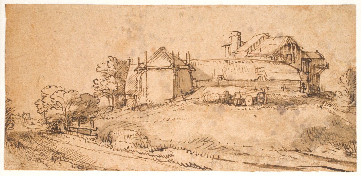 Landscape with a Farmhouse and a Hay Barn by Rembrandt van Rijn