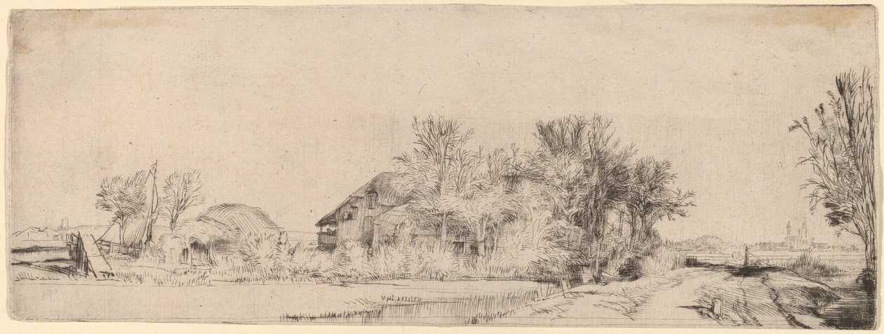 Landscape with a Road beside a Canal by Rembrandt van Rijn