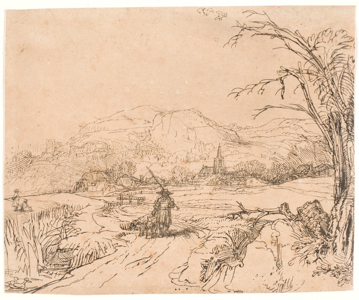 Landscape with a Sportsman and Dogs by Rembrandt van Rijn