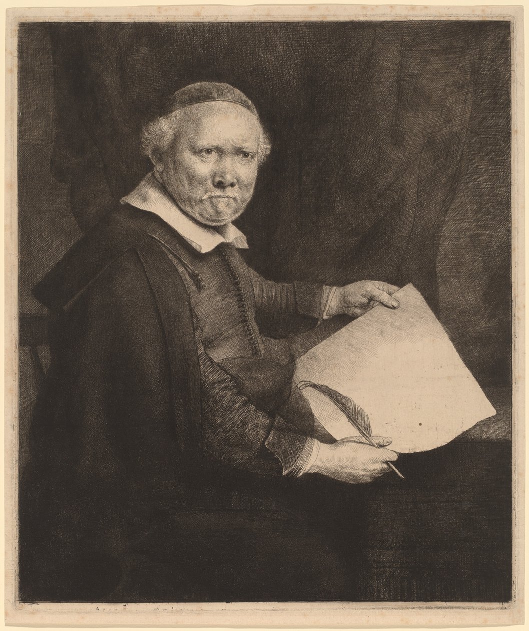 Lieven Willemsz van Coppenol: the Larger Plate by Rembrandt van Rijn