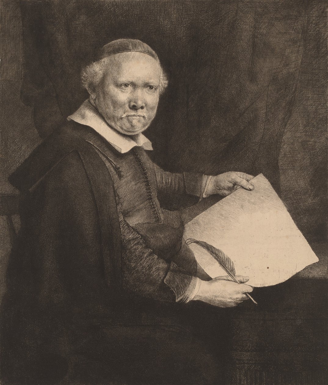 Lieven Willemsz van Coppenol: the Larger Plate by Rembrandt van Rijn