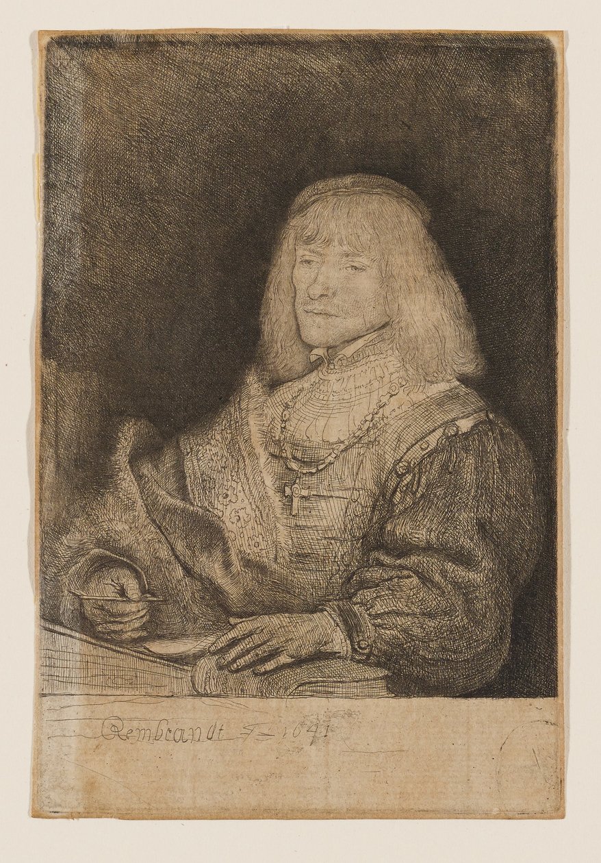 Man at Desk, Wearing Cross and Chain by Rembrandt van Rijn
