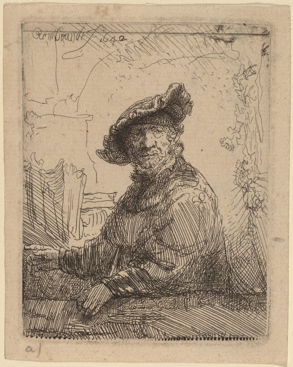 Man in an Arbor by Rembrandt van Rijn