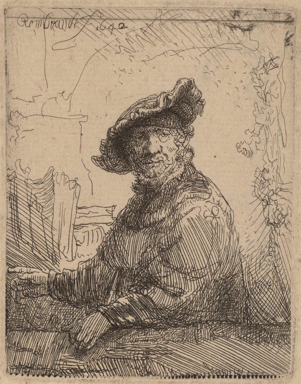 Man in an Arbor by Rembrandt van Rijn