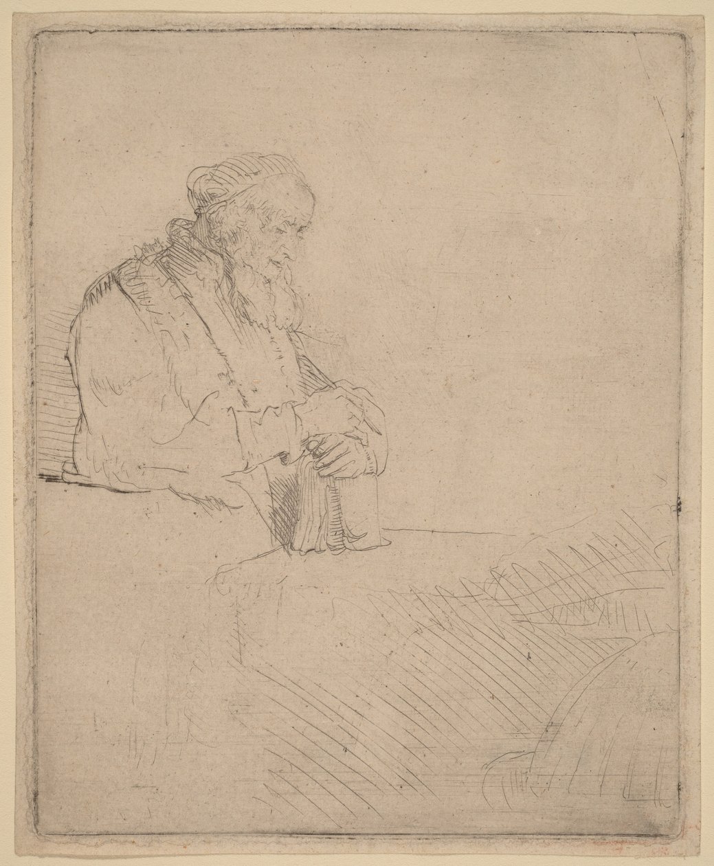 Old Man in Meditation, Leaning on a Book by Rembrandt van Rijn