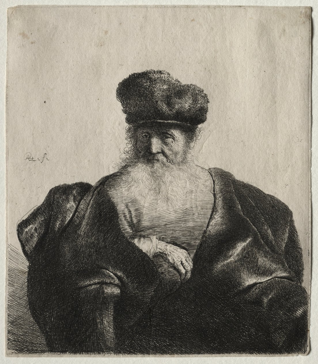 Old Man with Beard, Fur Cap, and Velvet Cloak by Rembrandt van Rijn