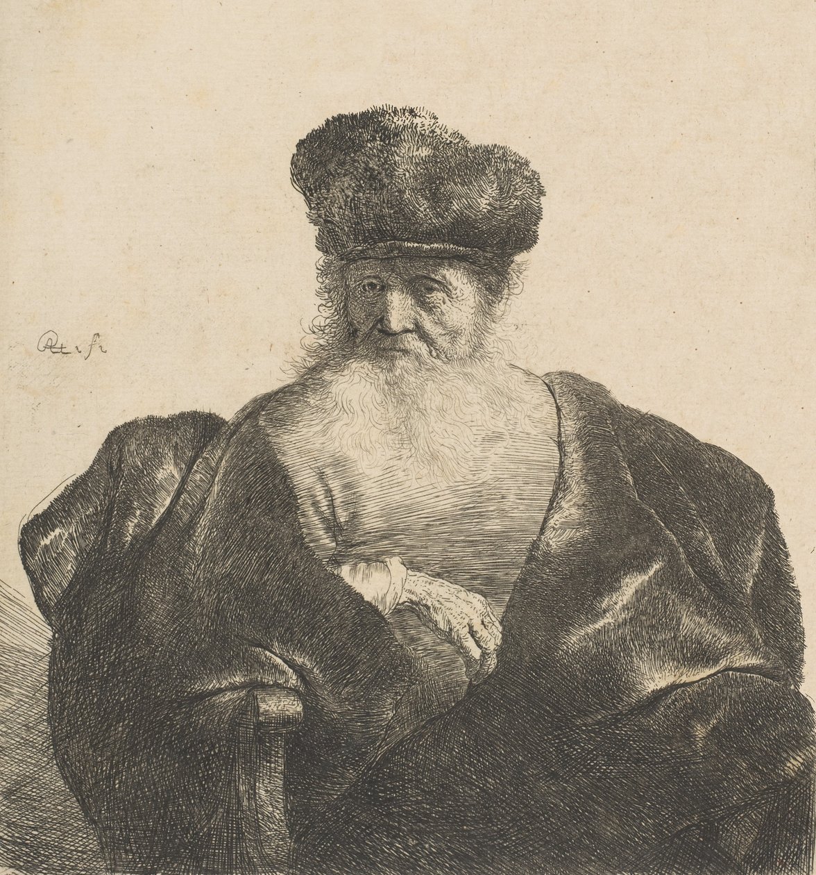 Old Man with Beard, Fur Cap, and Velvet Cloak by Rembrandt van Rijn