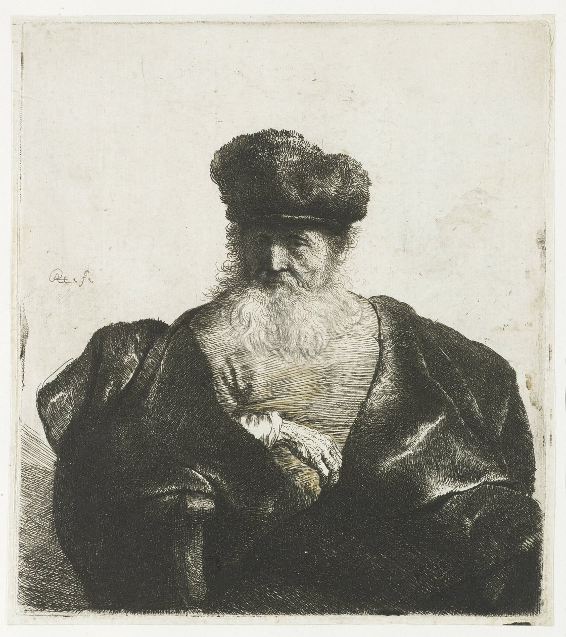 Old Man with Beard, Fur Cap, and Velvet Cloak by Rembrandt van Rijn