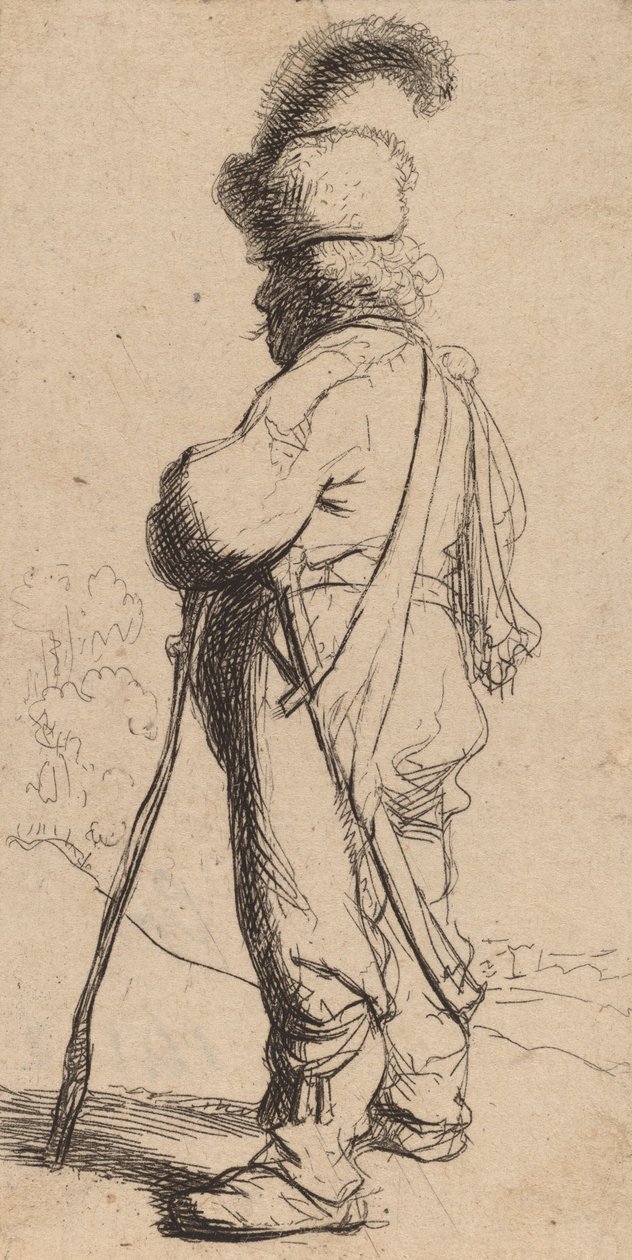 Polander Leaning on a Stick by Rembrandt van Rijn