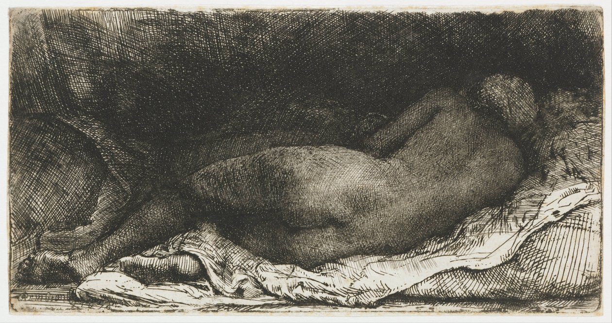 Reclining Female Nude by Rembrandt van Rijn