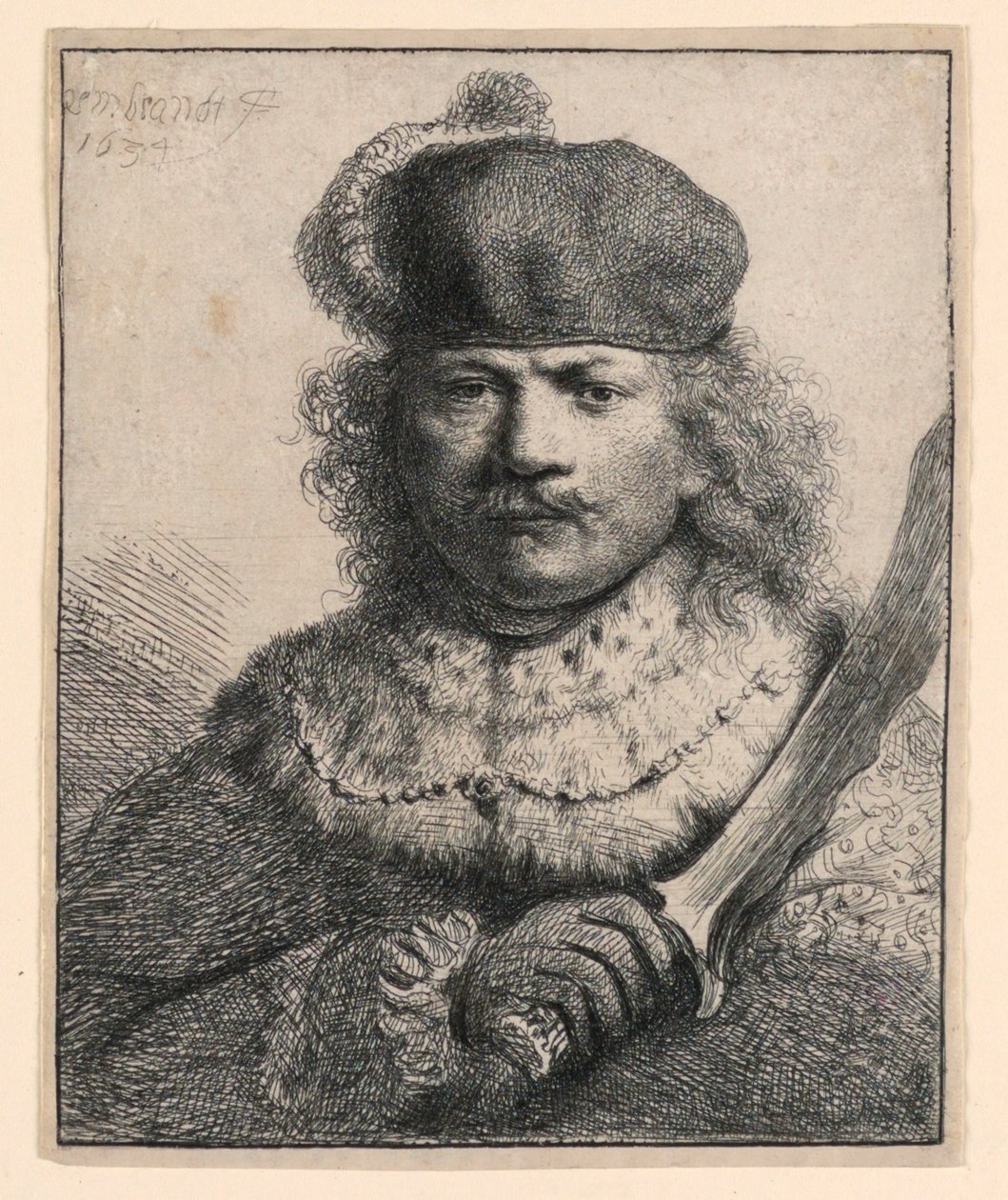 Rembrandt with Raised Sabre by Rembrandt van Rijn