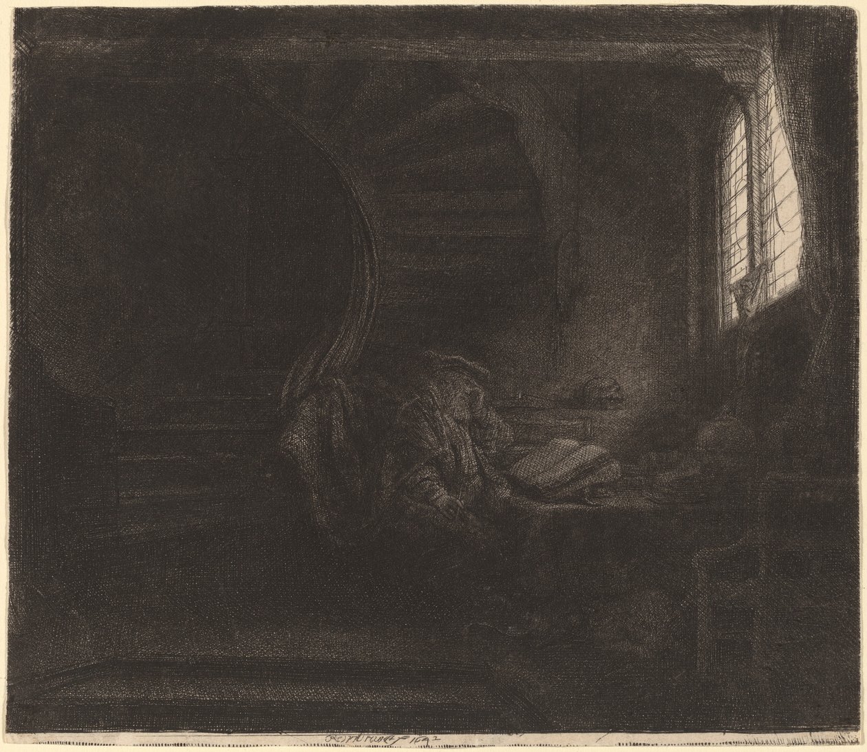 Saint Jerome in a Dark Chamber by Rembrandt van Rijn