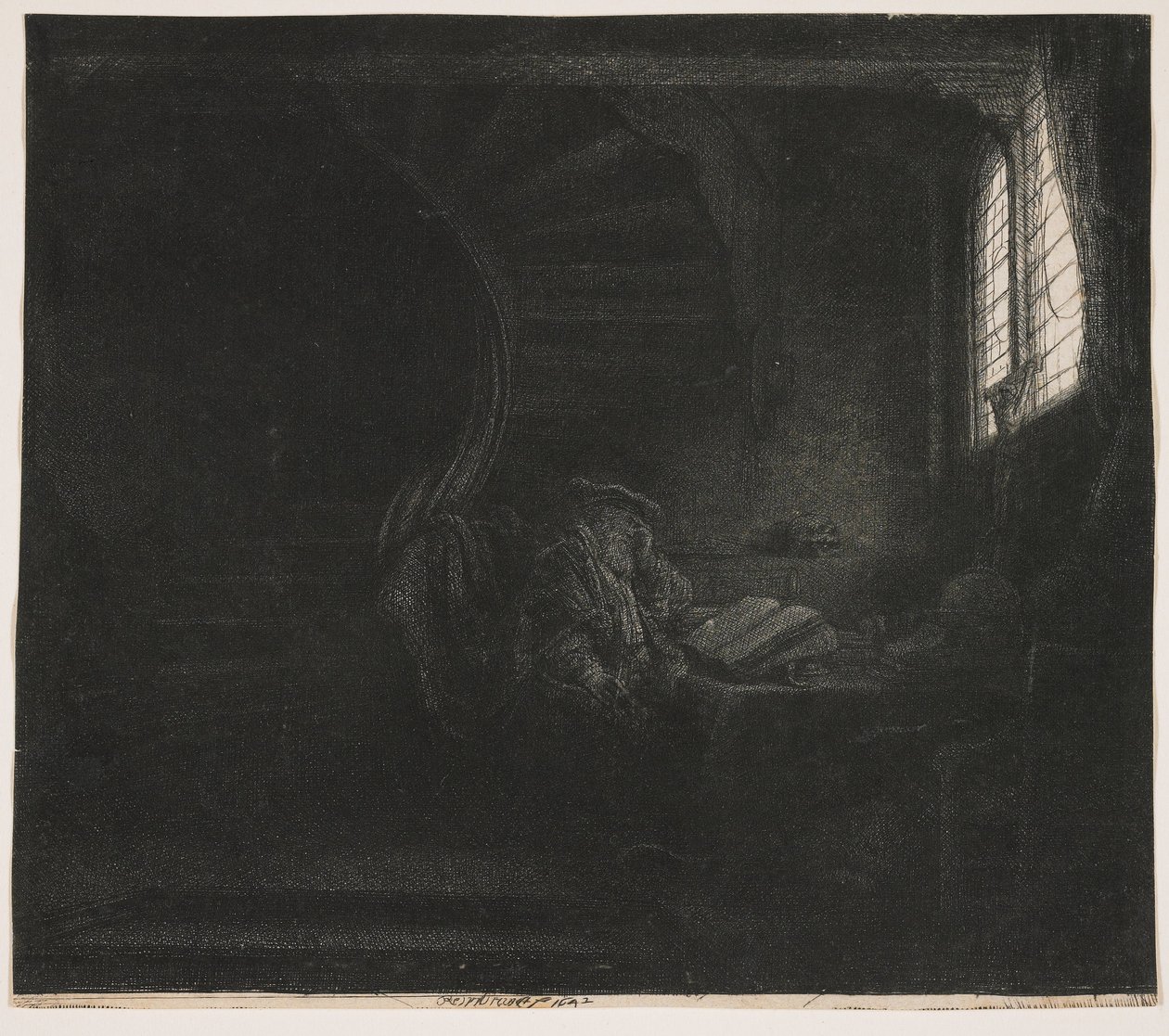 Saint Jerome in a Dark Chamber by Rembrandt van Rijn