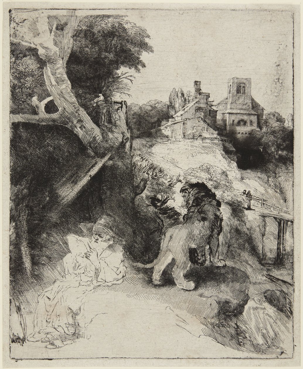 Saint Jerome in an Italian Landscape by Rembrandt van Rijn
