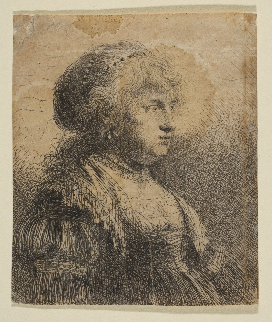 Saskia with Pearls in Her Hair by Rembrandt van Rijn