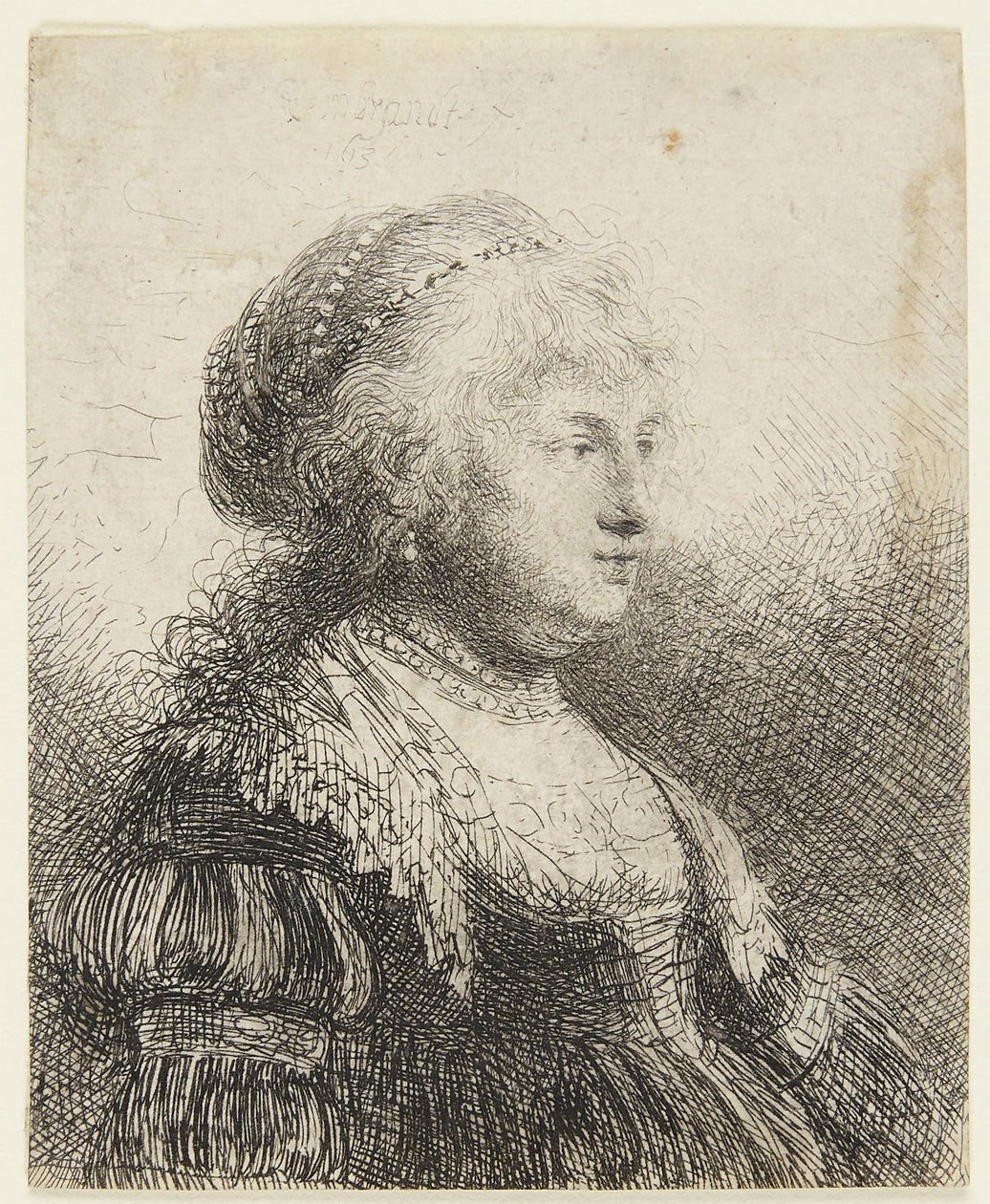 Saskia with Pearls in Her Hair by Rembrandt van Rijn