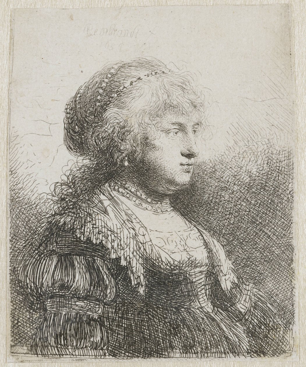 Saskia with Pearls in Her Hair by Rembrandt van Rijn