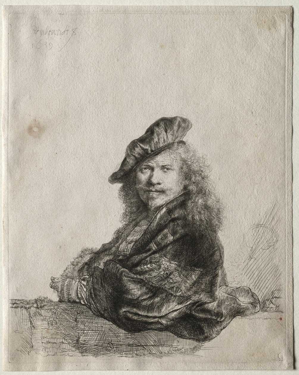 Self-Portrait Leaning on a Stone Sill, 1639 by Rembrandt van Rijn