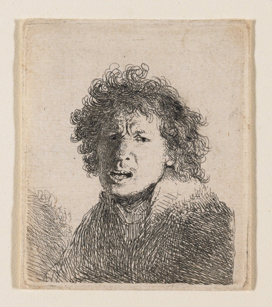 Self-Portrait as if Shouting by Rembrandt van Rijn