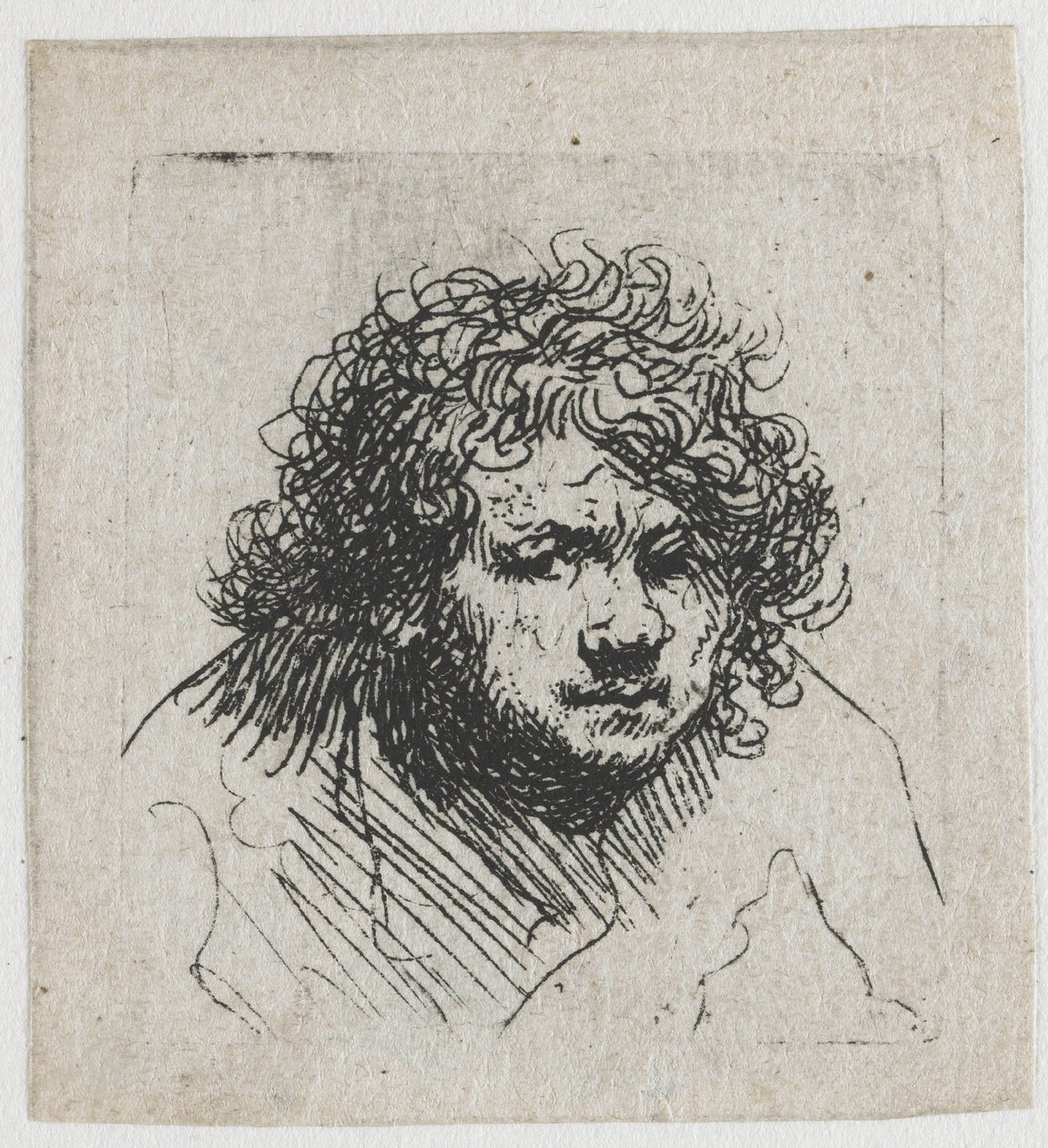 Self-portrait leaning forward: bust by Rembrandt van Rijn
