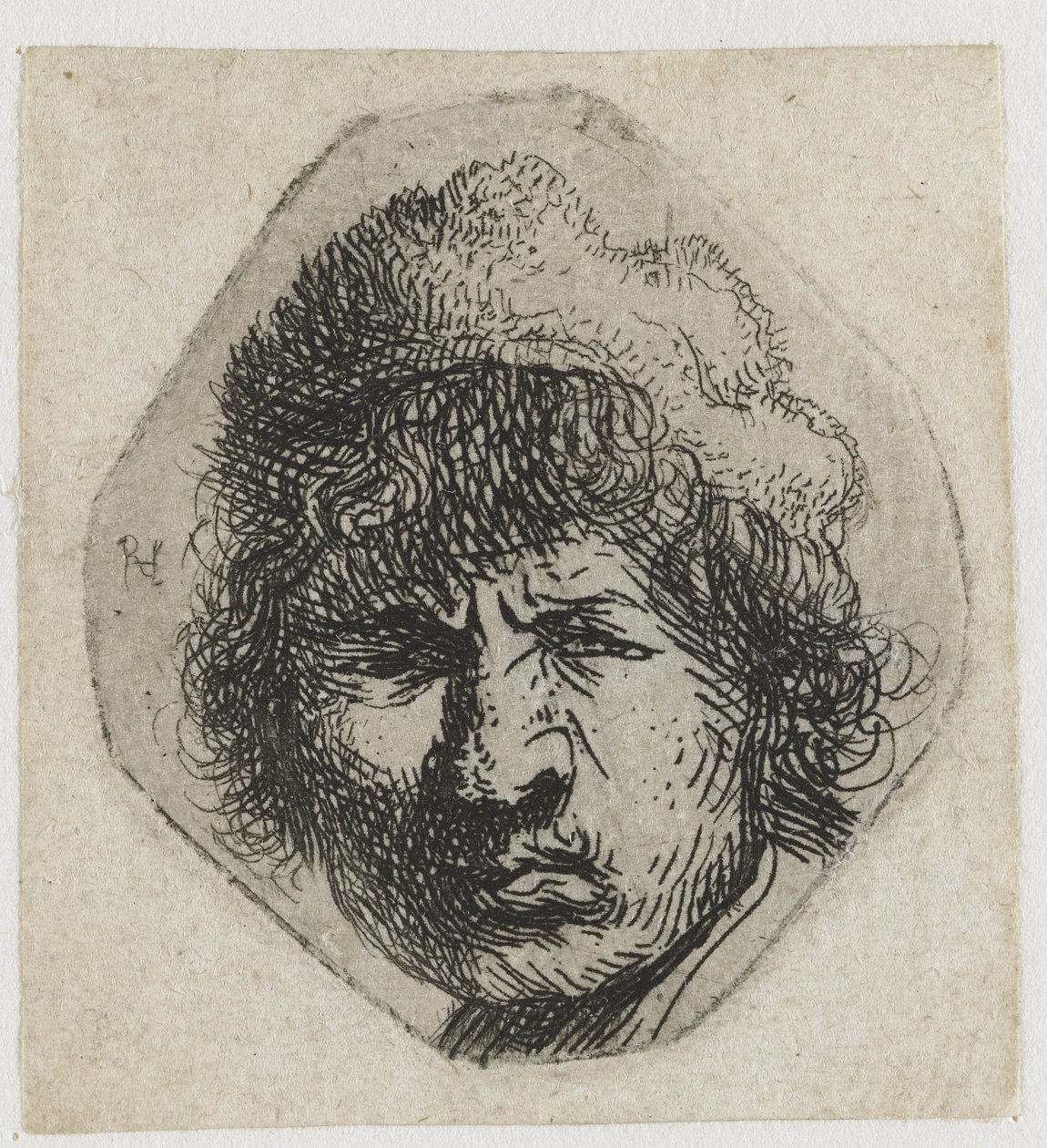 Self-Portrait Scowling by Rembrandt van Rijn