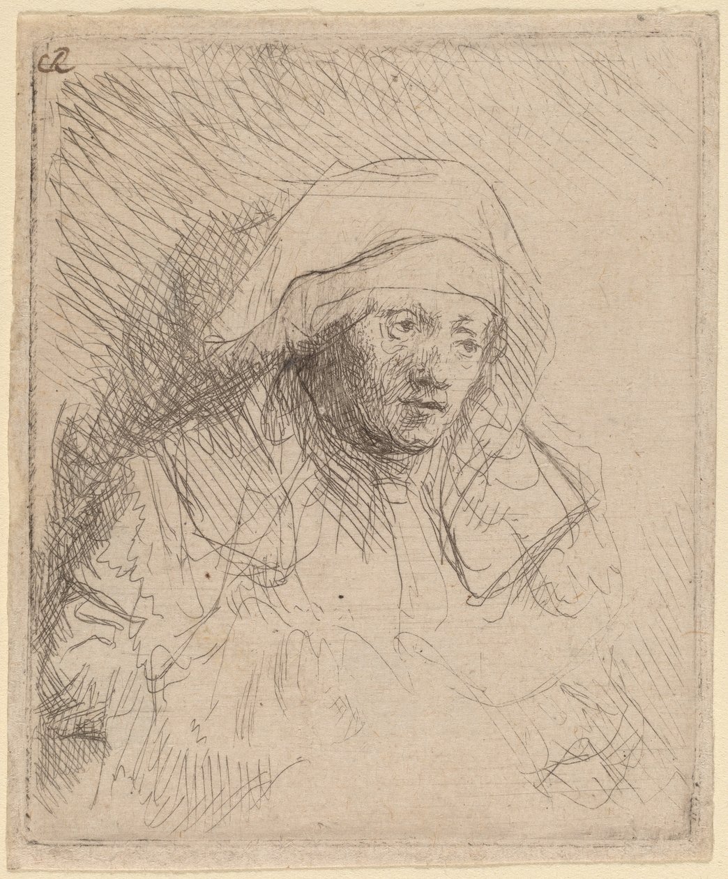 Sick Woman with a Large White Headdress (Saskia) by Rembrandt van Rijn