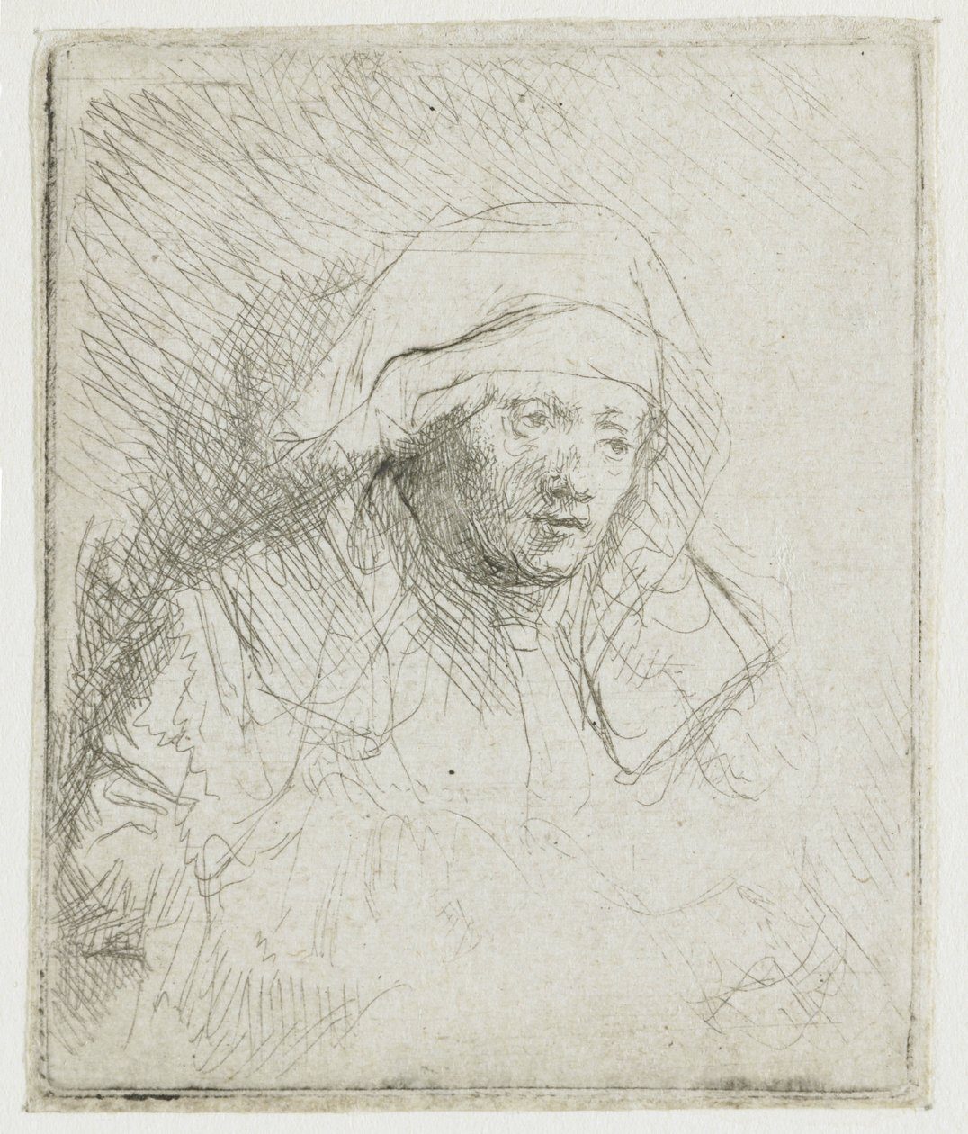 Sick Woman with a Large White Headdress (Saskia) by Rembrandt van Rijn