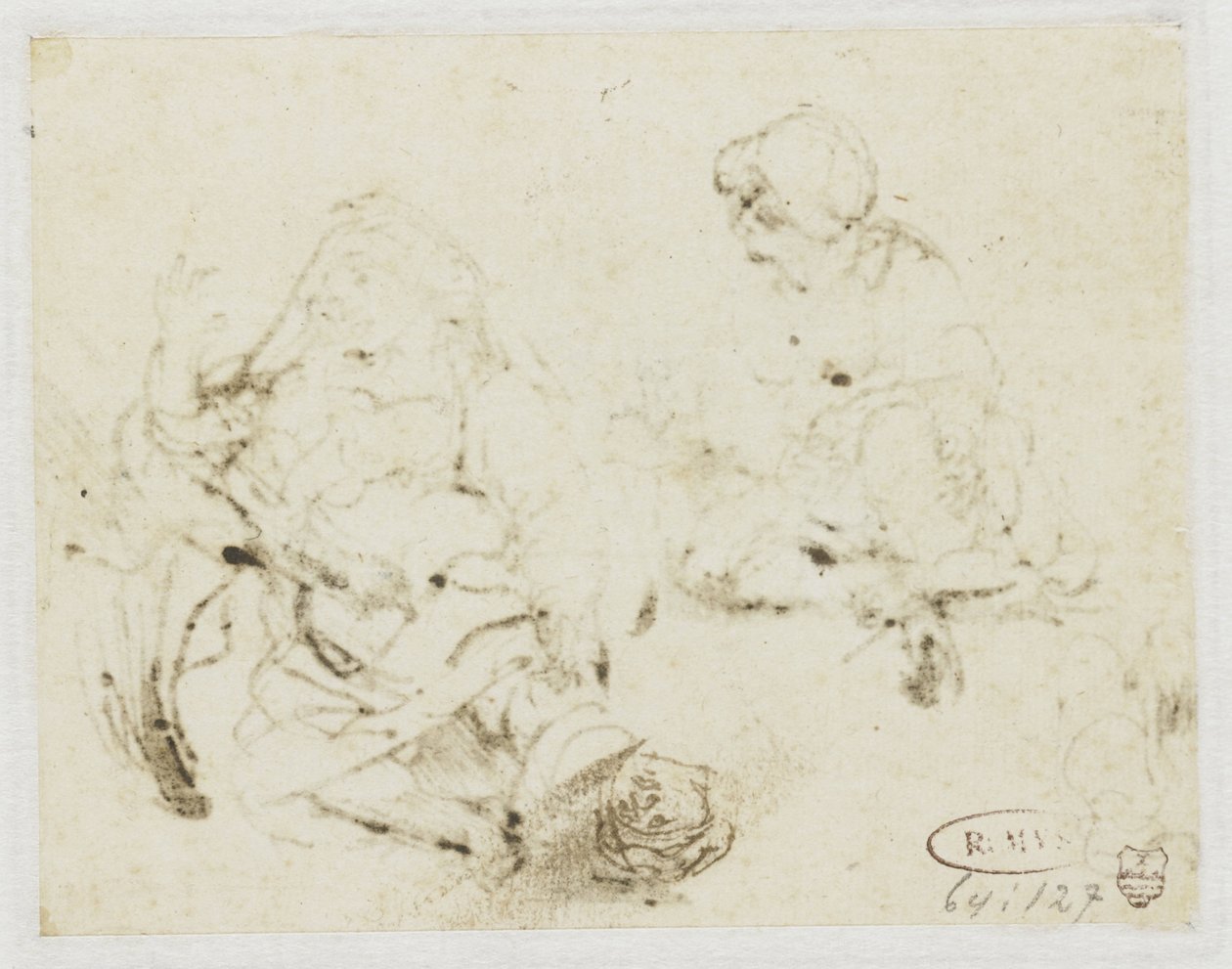 Small Study of the Head of the Sick Woman by Rembrandt van Rijn