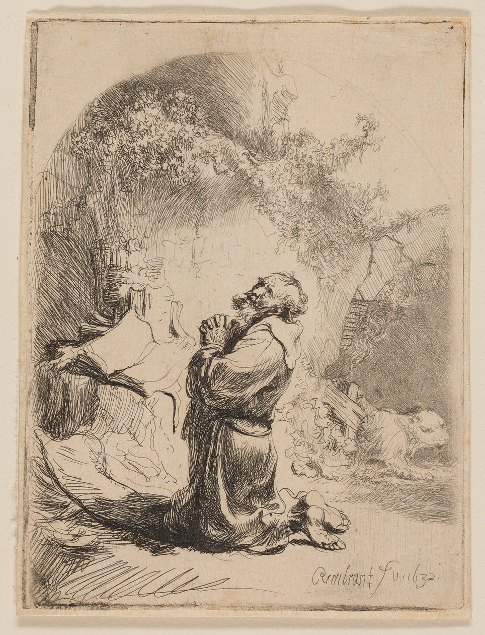 St. Jerome Praying: Arched by Rembrandt van Rijn
